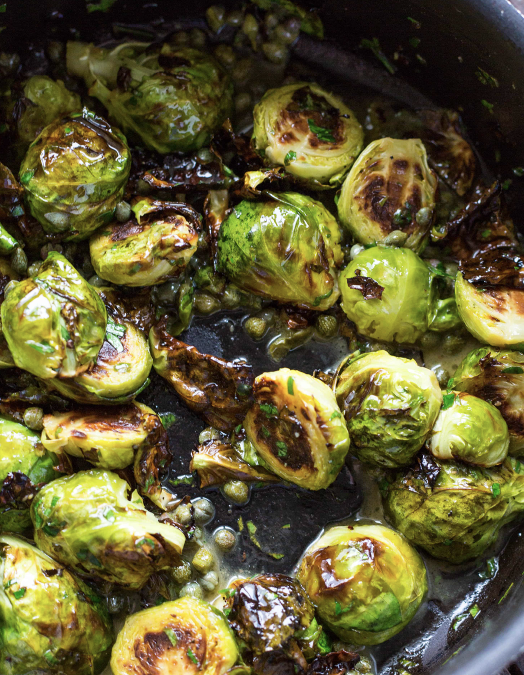 Organic Roasted Brussels Sprouts with Caper Butter